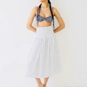 JCrew smocked waist skirt dot